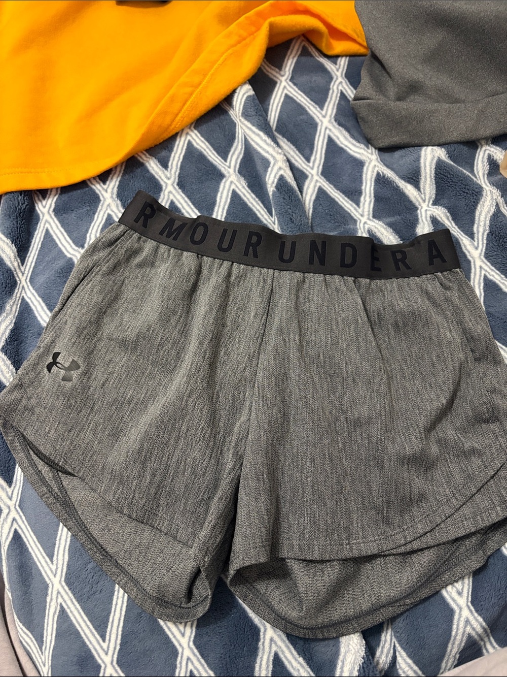Under Armour Gray Tech Running Shorts with Branded Waistband